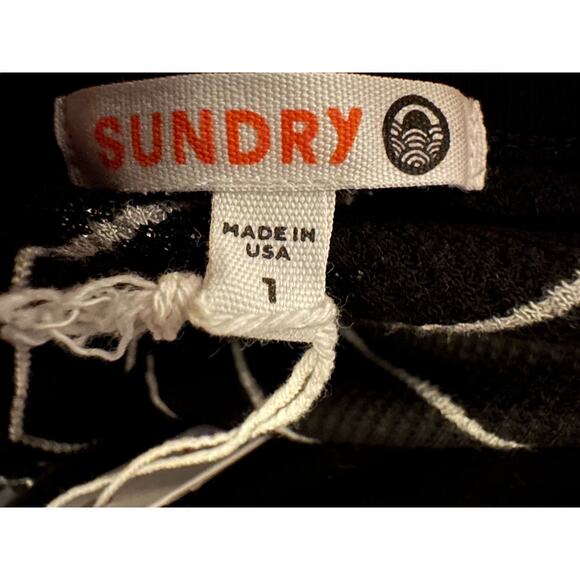 Sundry Black/Gray Stripe Waffle Knit Dress with Cherry Appliqué, Size Small NWT - Picture 7 of 7